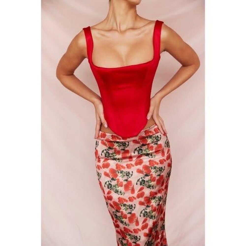 (SOLD) House of CB “Rafa” Red Corset Top in Size XS
